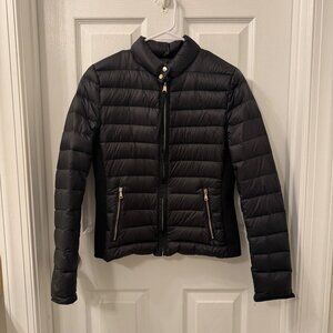 Zara Womens Black Puffer Down Jacket Size M Lightweight Full Zip Outdoor Hiking
